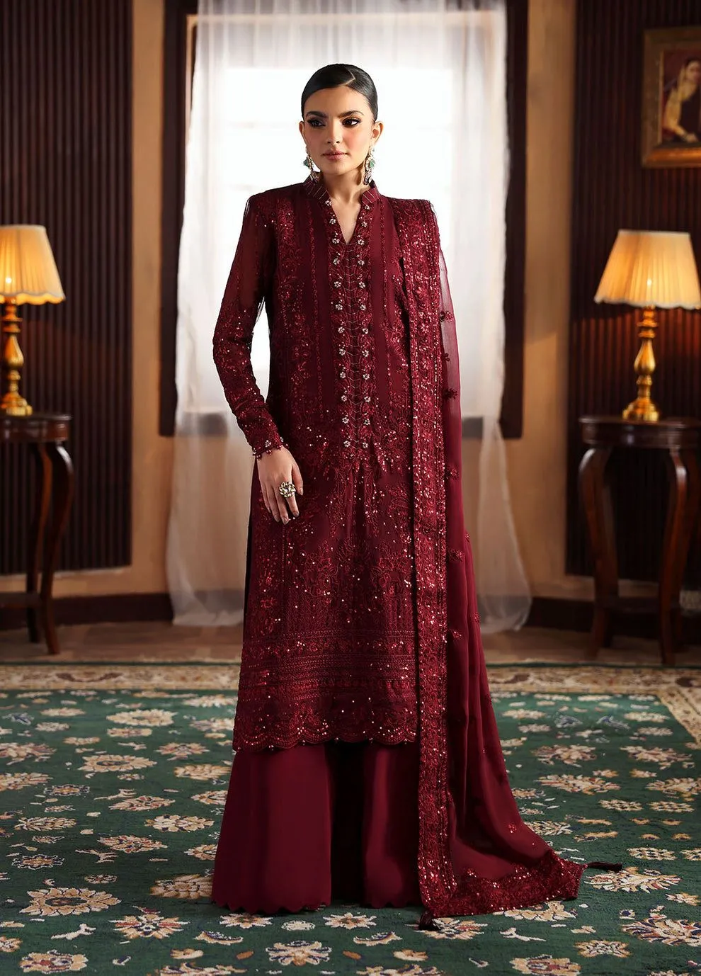 GULAAL EVAYNA EMBROIDERED CHIFFON VEZEEN  D-27